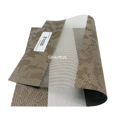 購入 高品質 防火 35% ポリエステル 65% PVC 透明 日焼け止め ブラインド 織物 デュオ シェード オンライン製造
